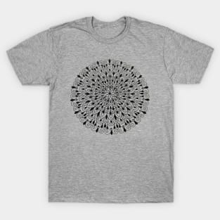 Black Dot Mini Mandala #4 T-Shirt